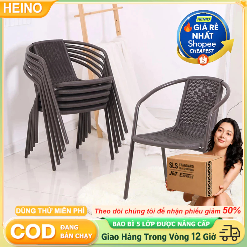 HEINO Ghế Cafe Có Tựa Lưng Cao GHẾ NHỰA NHẬP KHẨU Ghế văn phòng nhựa tựa lưng