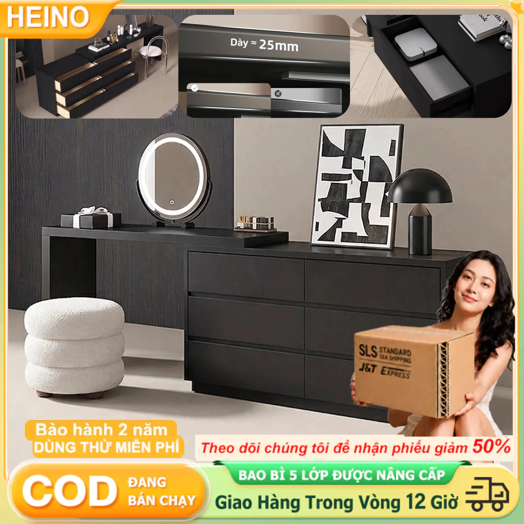 HEINO  Bàn trang điểm bàn phấn thông minh có tủ để đồ tủ lưu trữ tủ đầu giường Chống ẩm gỗ