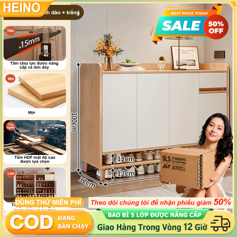 HENIO Tủ Giày Gỗ Tự Nhiên Đặt Cạnh Tường Tủ Đựng Giày Lối Vào Nhà  Thiết Kế Hiện Đại Có Ngăn Lưu Trữ