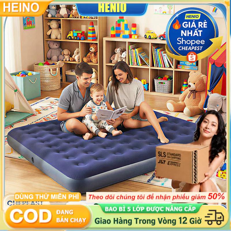 HEINO Nệm Hơi Điện Tự Bơm 25cm Chống Thấm Giường Hơi Du Lịch Gia Đình Bơm Điện Tích Hợp (Giao Nhanh) | BigBuy360 - bigbuy360.vn