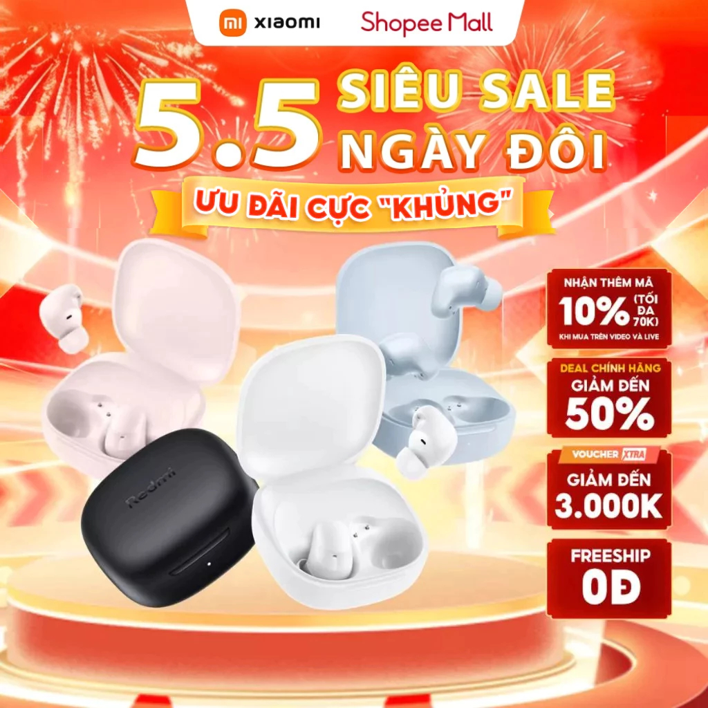 Tai Nghe Bluetooth Xiaomi Redmi Buds 6 Play | Giảm Tiếng Ồn | Thời Lượng Pin 36h - Bảo Hành 12 Tháng (Không kèm sạc)