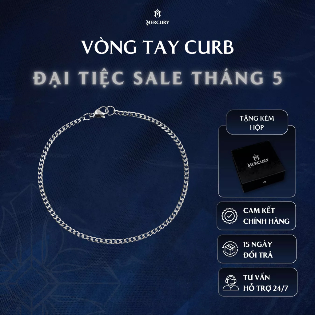 Vòng tay nam, nữ Mercury Curb - Trang sức, phụ kiện thời trang đeo tay - Vòng tay thời trang