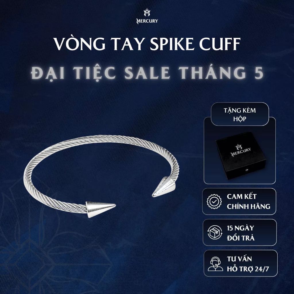 Vòng tay nam Mercury Spike Cuff - Trang sức, phụ kiện thời trang đeo tay -Vòng tay không gỉ