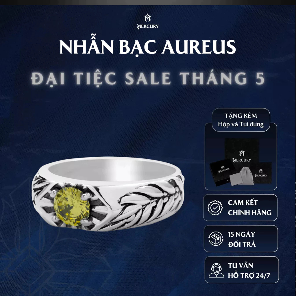 Nhẫn Bạc nam, nữ 925 Mercury Aureus -Trang sức Bạc 925 Mecury, Nhẫn Bạc 925 - Họa tiết thần Apolo