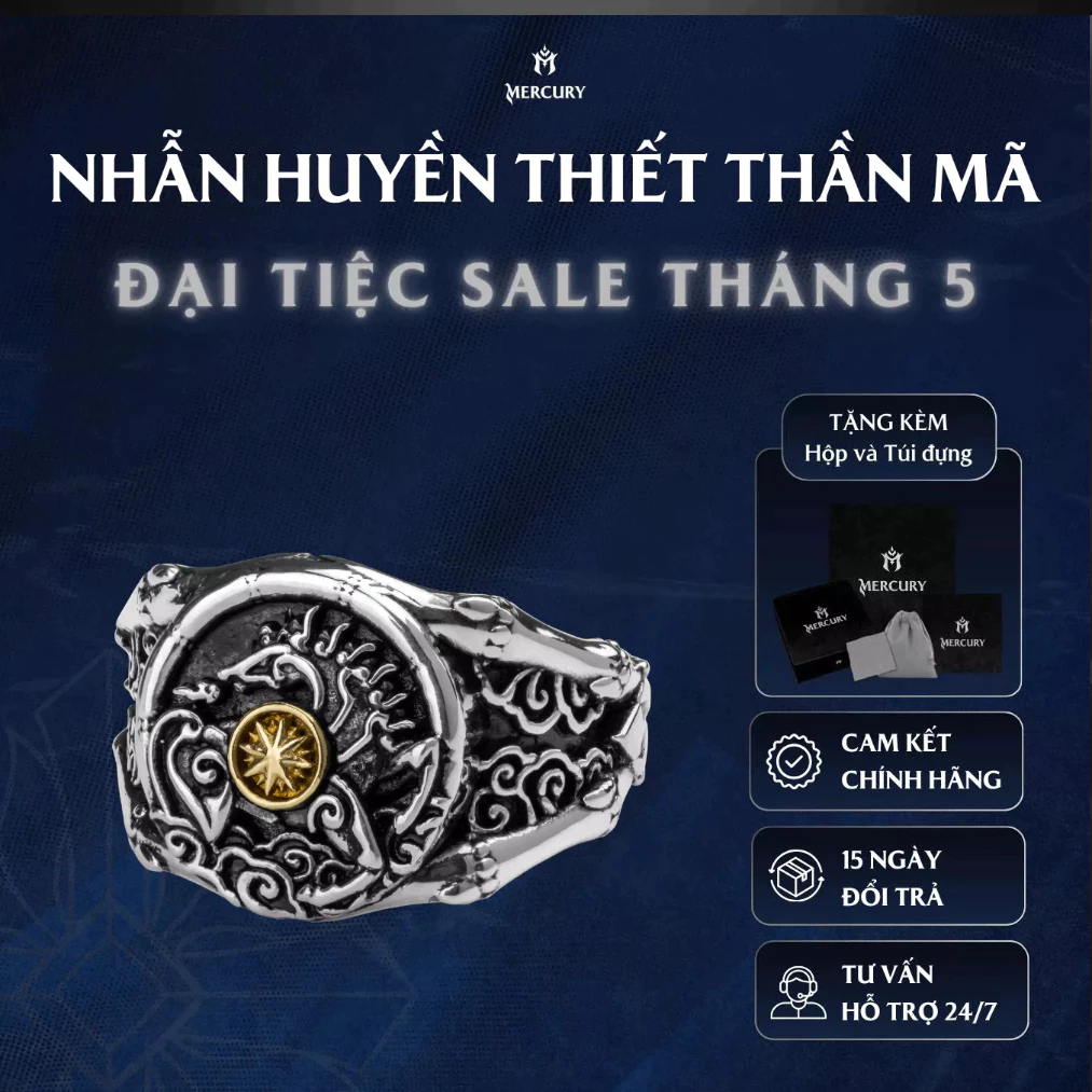 Nhẫn Bạc 925 Mercury Huyền Thiết Thần Mã - Trang sức Bạc 925 cao cấp-Thiết kế độc quyền bởi Mercury