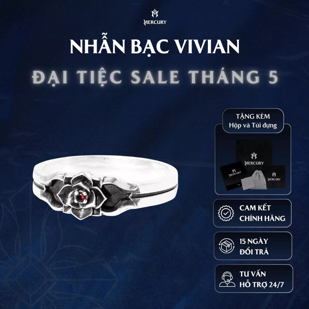 Nhẫn Bạc nam,nữ 925 Mercury Vivian - Trang sức Bạc 925 cao cấp-Thiết kế độc quyền bởi Mercury