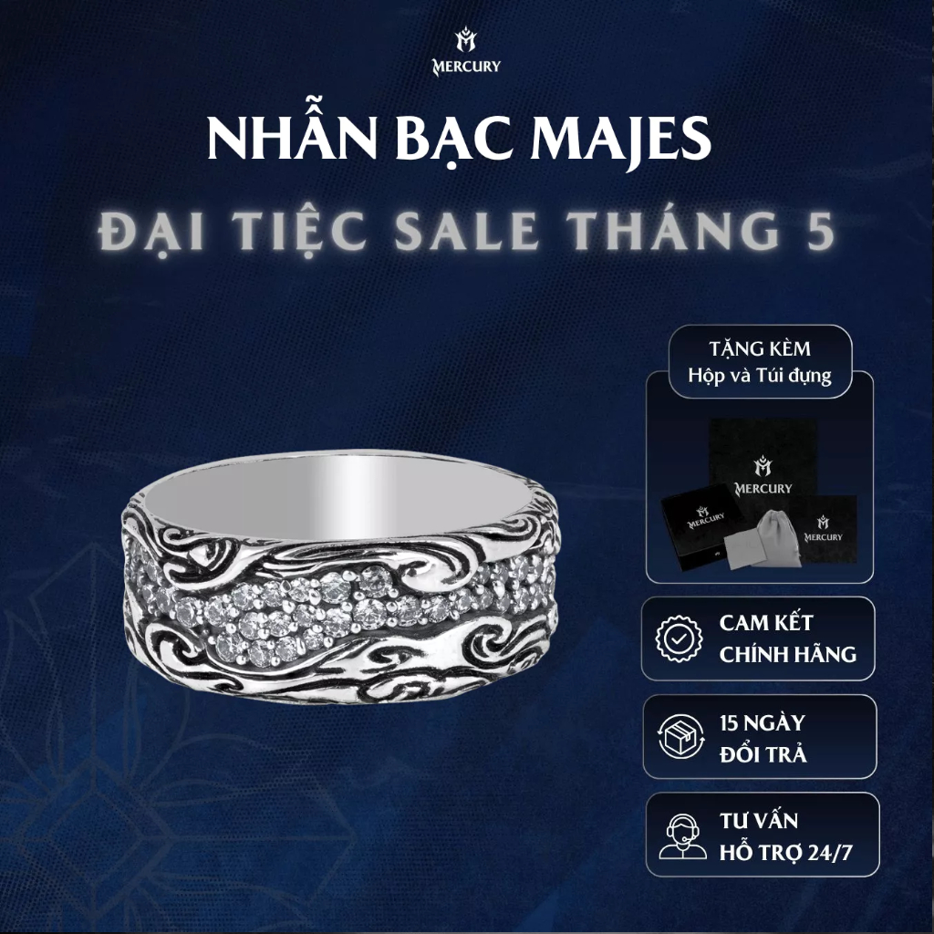 Nhẫn Bạc nam 925 Mercury Majes - Trang sức Bạc 925 đúc nguyên khối - Thiết kế độc quyền bởi Mercury