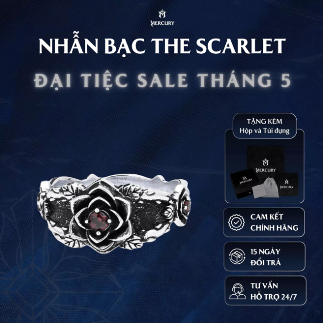Nhẫn Bạc nam,nữ 925 Mercury The Scarlet - Trang sức Bạc 925 cao cấp - Thiết kế độc quyền bởi Mercury