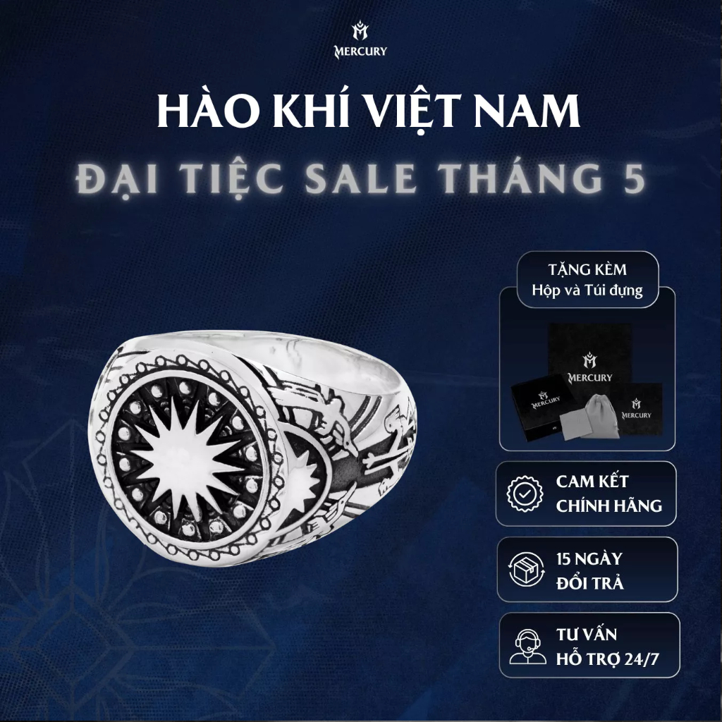 Nhẫn Bạc nam,nữ 925 Mercury Hào Khí Việt Nam - Trang sức Bạc 925 cao cấp - Thiết kế độc quyền bởi Me