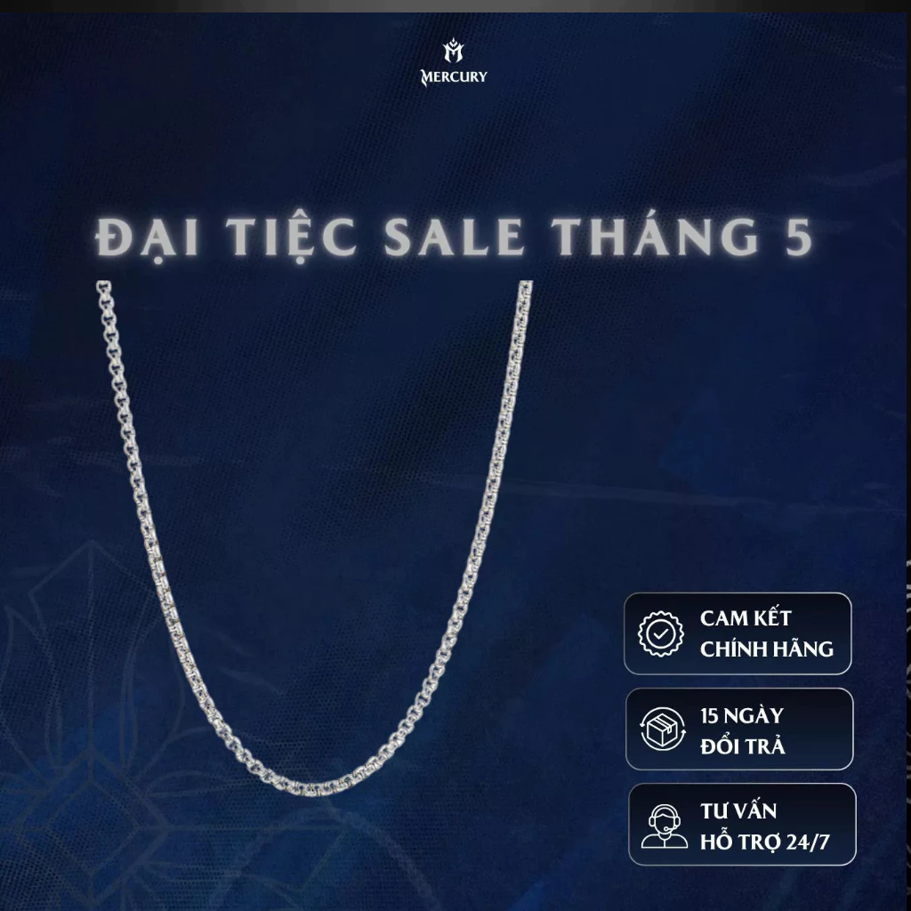 Dây chuyền vòng cổ nam/nữ Mercury màu bạc Basic - Trang sức, Phụ kiện thời trang Unisex