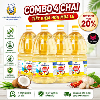 [COMBO 4 Can 2 LÍT/Can] Dầu  ĂN 100% nguyên chất Nấu Ăn Từ dầu dừa Vietcoco -cửa hàng chính hãng