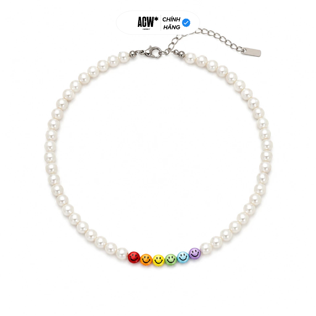 Vòng cổ choker Access Workshop - dây chuyền hạt ABS cho cả nam và nữ  Funny Face necklace