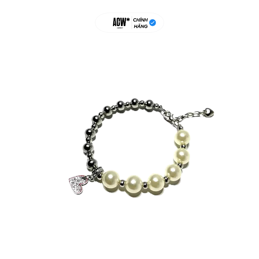 Vòng Tay Ngọc Trai Charm Trái Tim Bạc Twisted Love – Access Workshop Vòng Tay Thép Không Gỉ Unisex N