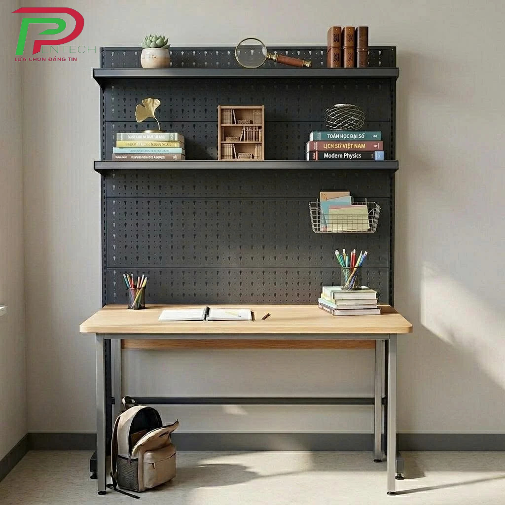 Kệ Bàn Học - Bàn Làm Việc Dài 70cm x Cao 1m8, Tặng 10 móc treo 10cm, Không Kèm Bàn