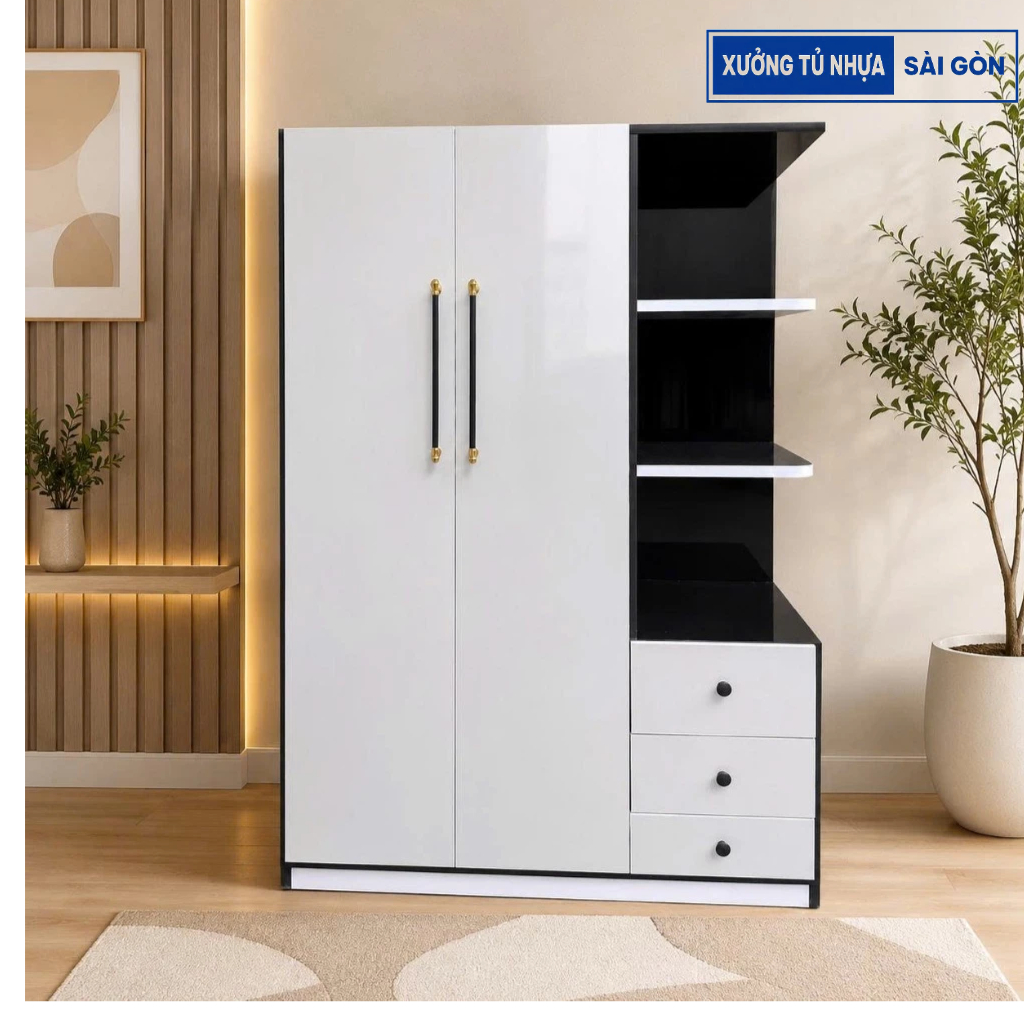 TỦ QUẦN ÁO NHỰA ĐÀI LOAN. Tủ Nhựa Đài Loan 2 Cánh 1 Kệ Chịu Lực Tốt  GIAO HCM, BD, ĐN