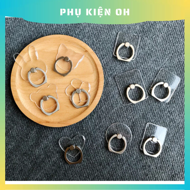 Giá Đỡ Điện Thoại Bằng Thép Hợp Kim Kết Hợp Nhựa Dạng Nhẫn Iring Trong Suốt Nhiều Hình Lựa Chọn
