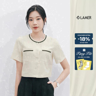 Áo Kiểu Nữ Croptop Trẻ Trung Áo Sơ Mi Cổ Tròn Nữ Dáng Suông LAMER V61B24H006 O61B25H003