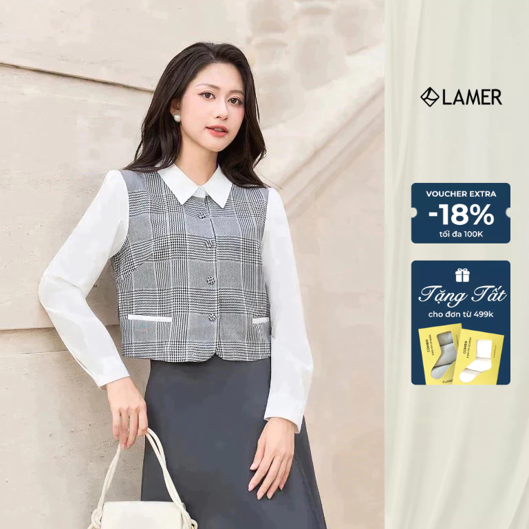 Áo Sơ Mi Nữ Phối Cổ Đức Dài Tay LAMER O61H25Q010