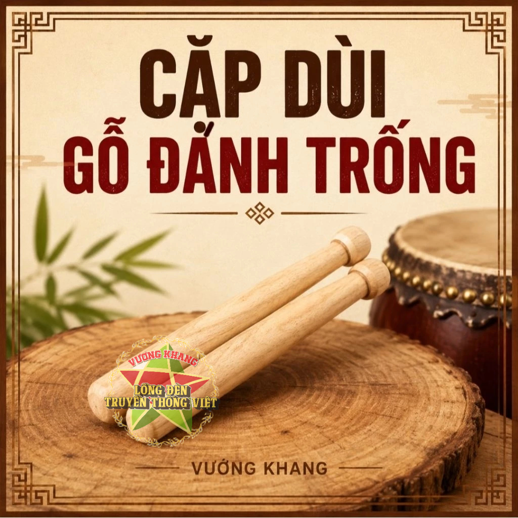 Cặp Dùi Trống Gỗ Cho Bé Múa Lân – Đồ Chơi Âm Nhạc Truyền Thống - Cặp Dùi Đánh Trống Múa Lân Trẻ Em