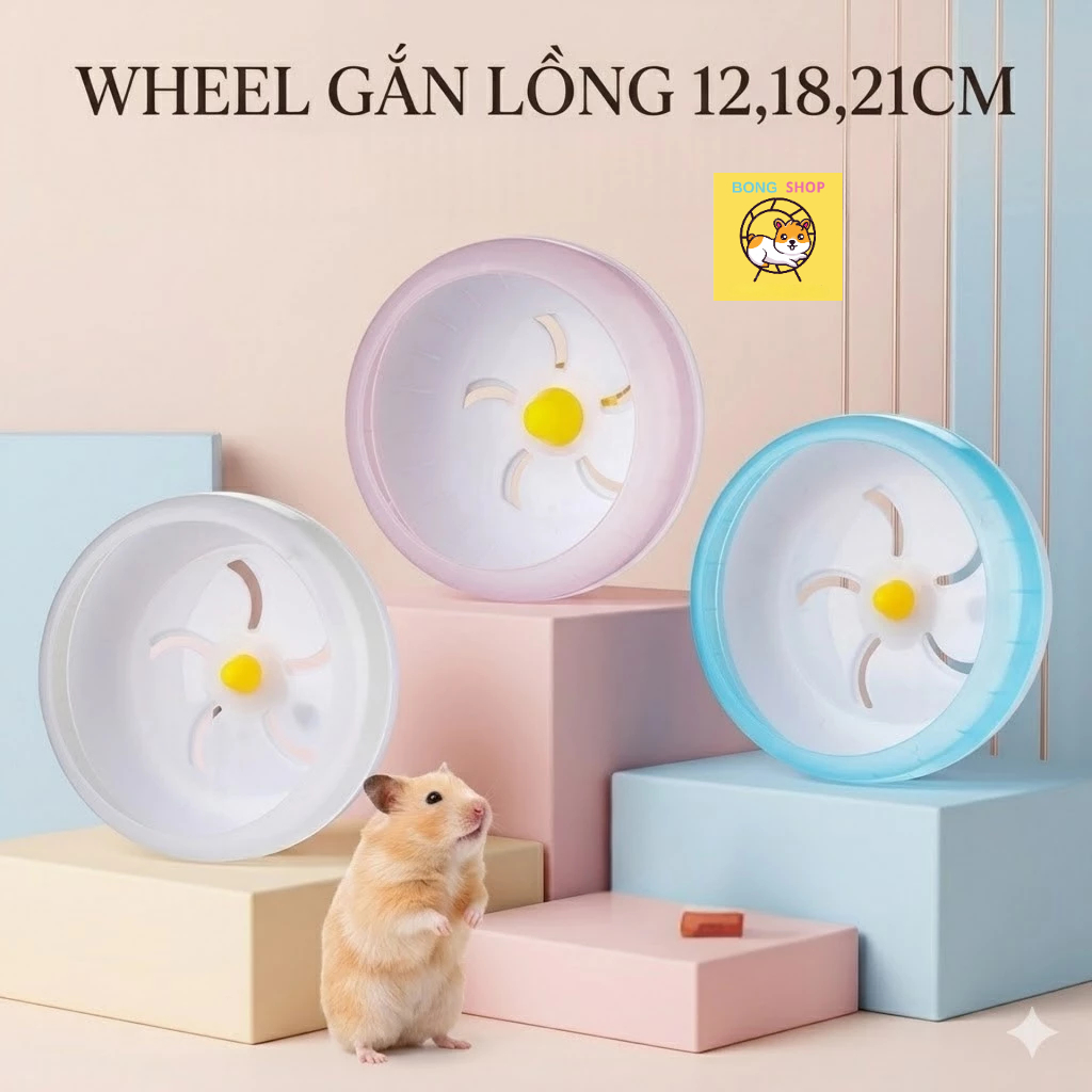 Wheel hamster màu trong suốt size 12cm ,14cm , 18cm ,21cm