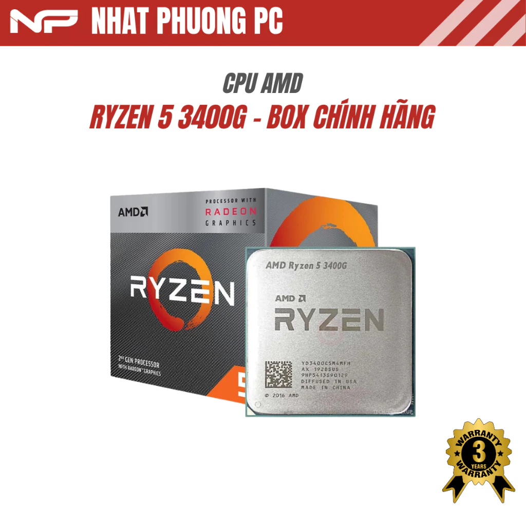 CPU AMD RYZEN 5 3400G BOX CHÍNH HÃNG NEW