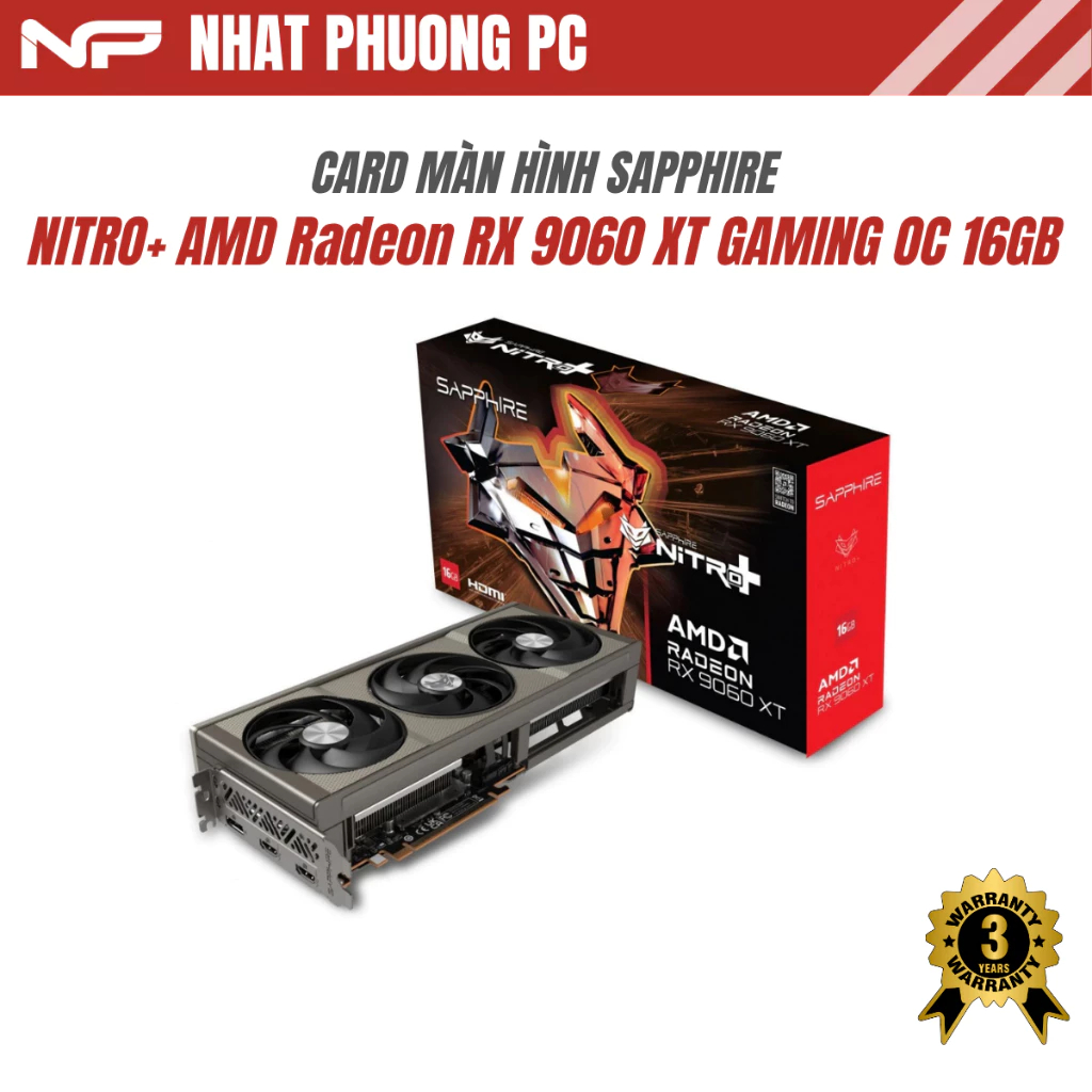 Card màn hình SAPPHIRE NITRO+ AMD Radeon RX 9060 XT GAMING OC 16GB