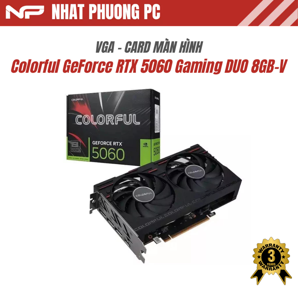 VGA Colorful GeForce RTX 5060 Gaming DUO 8GB-V (8GB GDDR7)