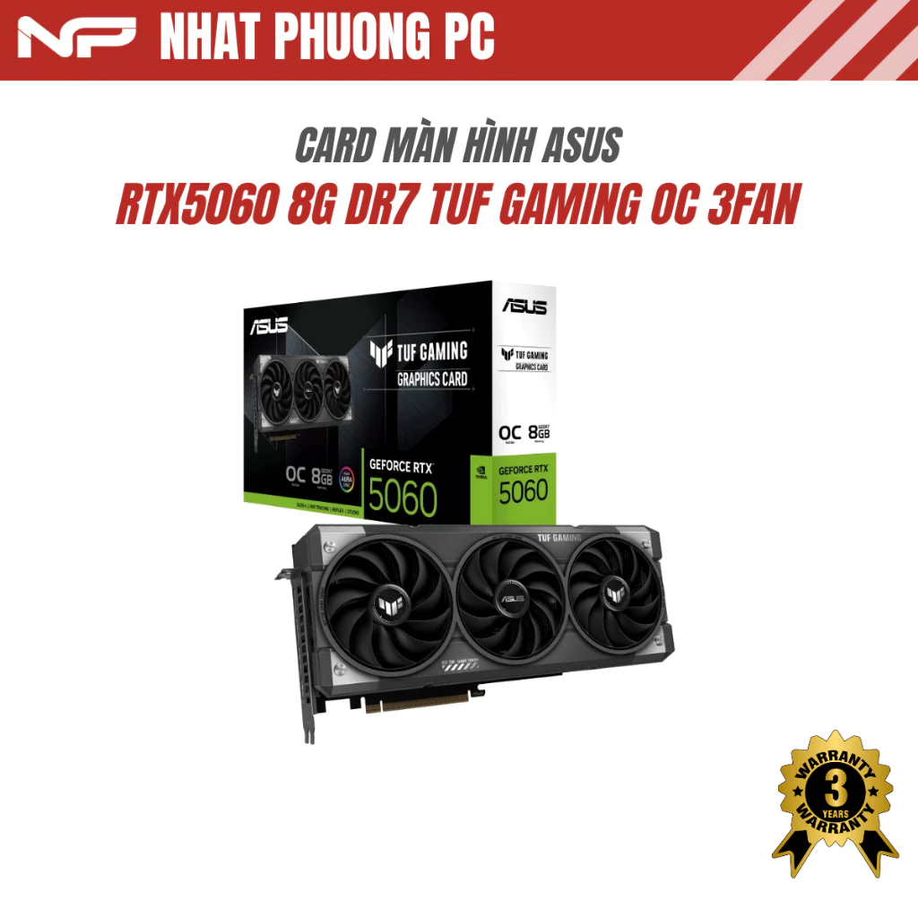 VGA ASUS TUF Gaming GeForce RTX 5060 8GB OC 3 Fan GDDR7