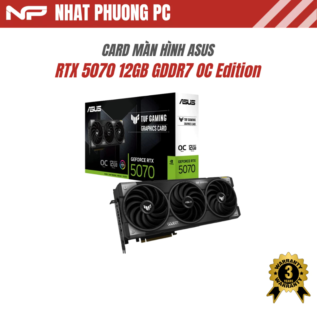 VGA ASUS TUF GAMING RTX 5070 12GB GDDR7 OC EDITION (TUF-RTX5070-O12G-GAMING)