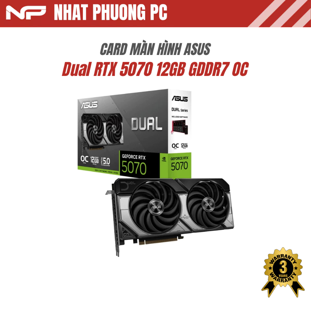 VGA ASUS Dual RTX 5070 12GB GDDR7 OC (DUAL-RTX5070-O12G)