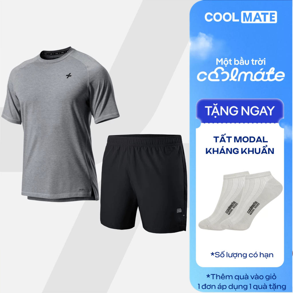 [TẶNG TẤT SPORT]Set thể thao pickleball Áo Training Comfort và Quần Short 5 inch Essentials co giãn 