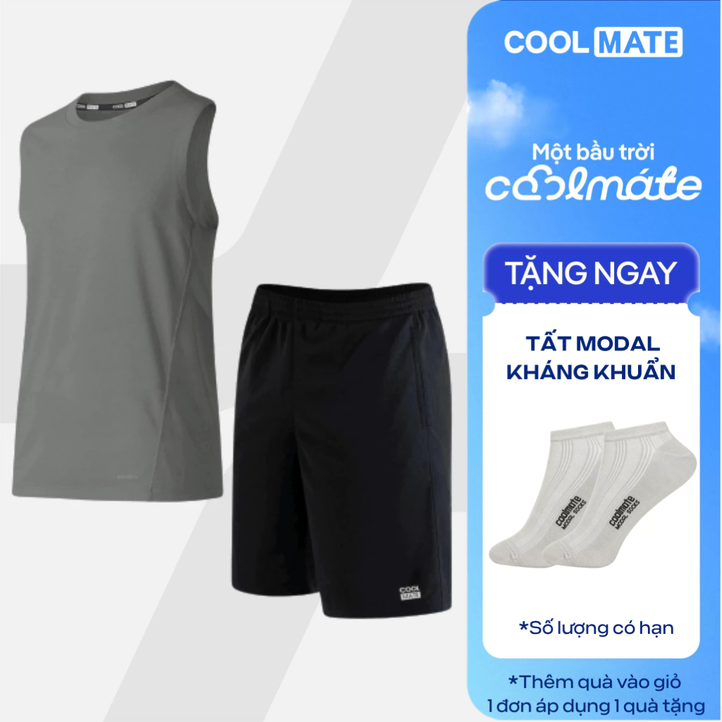 [TẶNG TẤT COTTON]Set thể thao nam ProMax S1 Áo sát nách + Quần shorts mềm mại, thoáng khí, logo Cool