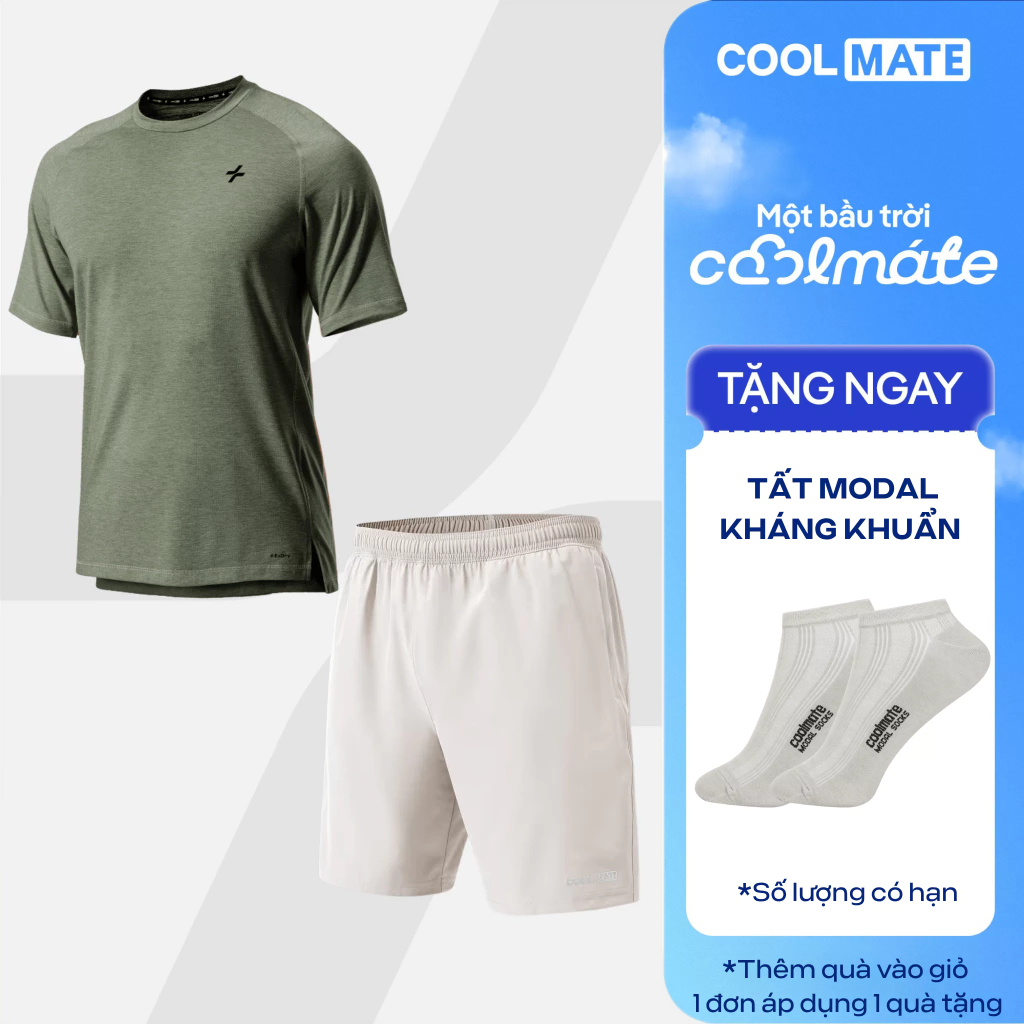 [TẶNG TẤT SPORT]Set thể thao pickleball Áo Training Comfort và shorts 7inch thoáng khí, set đa năng 