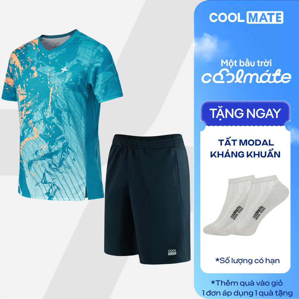 [TẶNG TẤT COTTON]Set thể thao cầu lông pickleball tennis nam Áo IN Abstract Graphic thoải mái Coolma