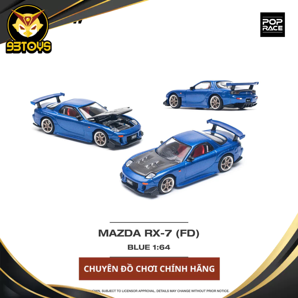 MÔ HÌNH XE Poprace #PR640119 MAZDA RX-7 (FD3S) RE-AMEMIYA WIDEBODY METALLIC BLUE