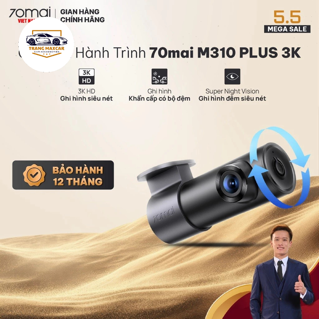 Camera Hành Trình 70mai M310 Plus 3K Phiên Bản Quốc Tế, Ghi Hình 3K HD Ra Lệnh Giọng Nói