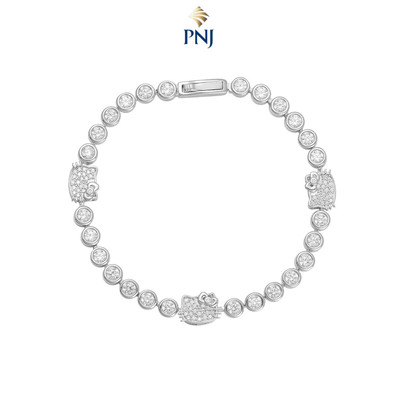 Lắc tay Bạc đính đá PNJ ❤️ Hello Kitty XMXMW060488