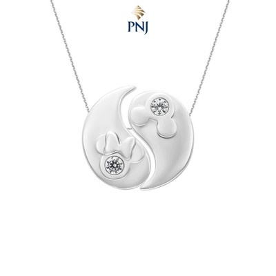 Mặt dây chuyền Bạc đính đá Disney|PNJ Mickey & Minnie XM00W000063