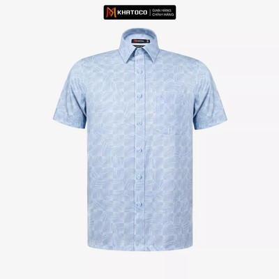 Áo sơ mi nam KHATOCO Tailor Fit ngắn tay mã A1MN538T2-CNIN 026-2801-N