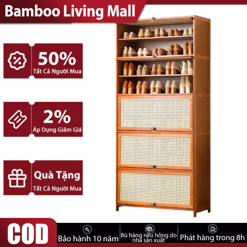 Bamboo Living Mall Tủ dép Tủ giày giá giày ngăn kéo tủ giày giá giày tủ giày tủ giày tre khỏe