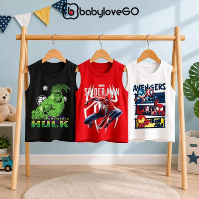 Áo ba lỗ bé trai BabyloveGO áo siêu anh hùng chất thun cotton thoáng mát cho bé 1-10 tuổi
