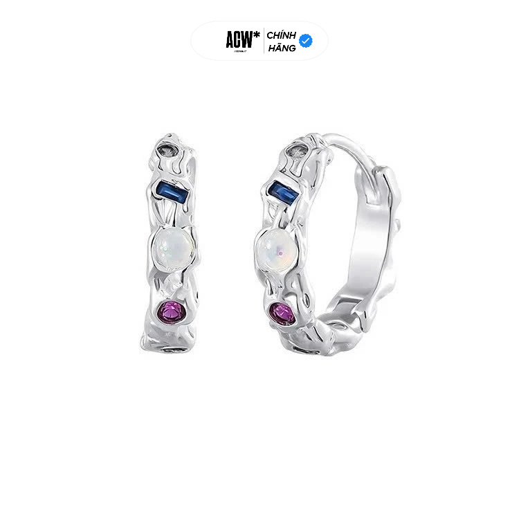Khuyên Tai Bạc Ý S925 Đính Đá Access Workshop - Multi Gem Access Ring
