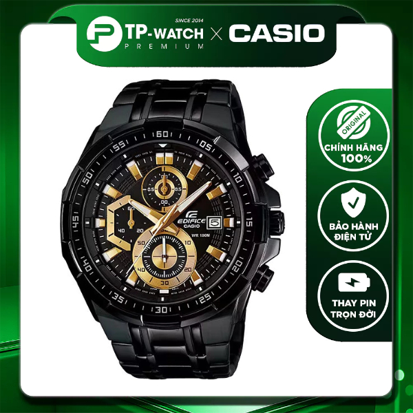 Đồng hồ nam dây thép Casio Edifice EFR-53BK-1AVUDF size lớn | Edifice EFR-539BK-1A
