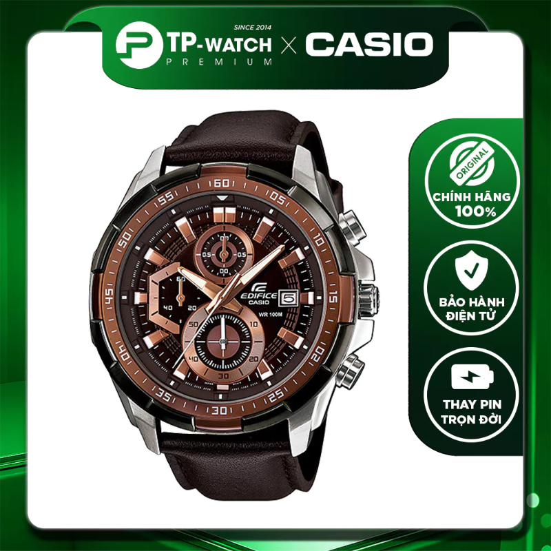 Đồng hồ nam dây da Casio Edifice EFR-539L-5AVUDF size lớn | Edifice EFR-539L-5A