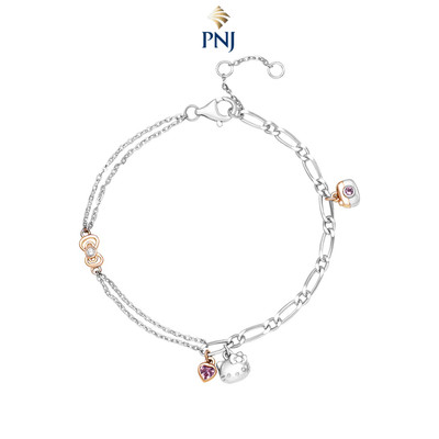 Lắc tay Bạc đính đá PNJ ❤️ HELLO KITTY ZTMXH000008