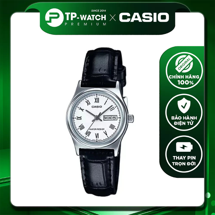 Đồng hồ nữ dây da Casio LTP-V006L-7BUDF size nhỏ 25mm | Casio nữ LTP-V006L-7B