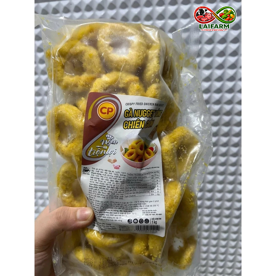 [LaiFarm - Hỏa tốc HN] Gà nugget vòng CP Gà chiên Nugget gà donut 1 Kg.gà nugget, gà vòng chiên giòn