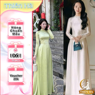 Áo dài truyền thống lụa TiTan mẫu mới co giãn ôm dáng sang trọng