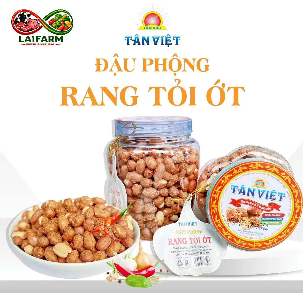 [Laifarm] Đậu Phộng Rang Tỏi Ớt TÂN VIỆT Ăn Vặt Thơm Ngon Hũ 250g