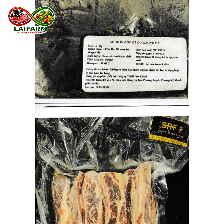 [Laifarm] [HỎA TỐC HCM] - GOFOOD - 1kg Sườn hoàng đế bò Wagyu Mỹ